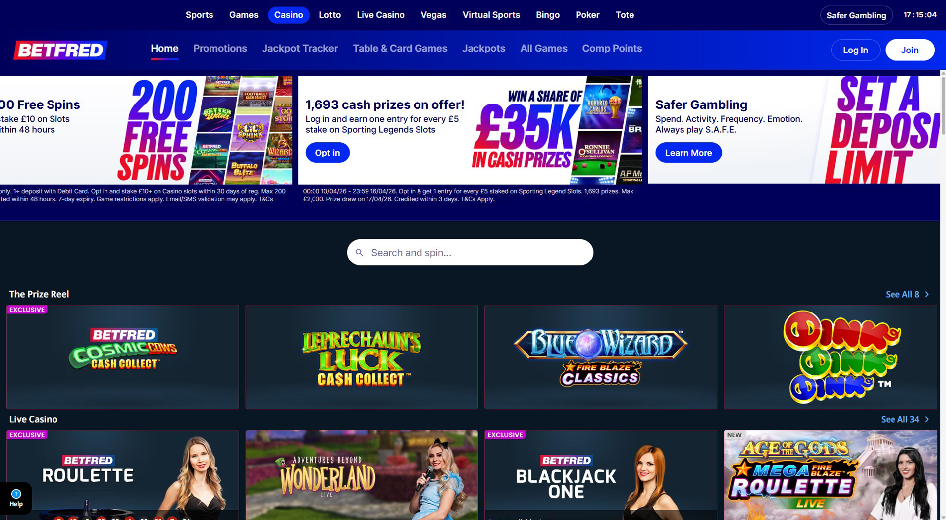 8. Betfred Casino - Popular MuchBetter Casino Bonus